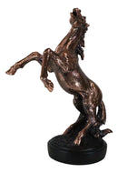 Large 21"H Western Black Beauty Prancing Horse Bronzed Resin Figurine With Base