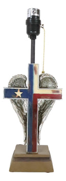 Country Western Texas Lone Star State Flag With Silver Angel Wings Table Lamp