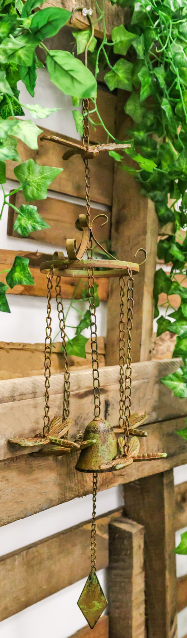 Rustic Cast Iron Cottage Garden Dragonfly New Beginnings Quaint Bell Wind Chime