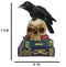 Raven Crow Perching On Skull With LED Eyes And Spell Books Of Prophecy Figurine