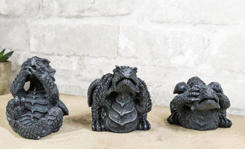 See Hear Speak No Evil Gargoyle Dragons Collectible Figurines Miniature Set Of 3