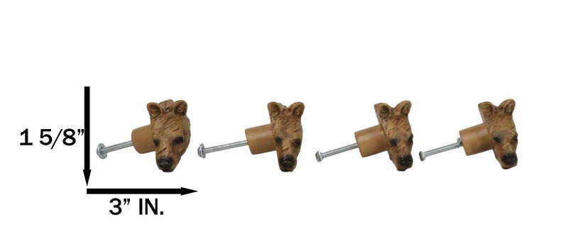 Set Of 4 Western Rustic Forest Black Bear Faux Wooden Cabinet Door Pull Knobs