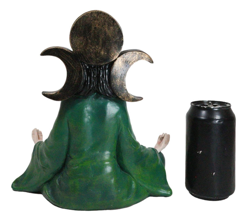 Wicca Witch Meditating With Triple Moon Sign And Cauldron Votive Candle Holder