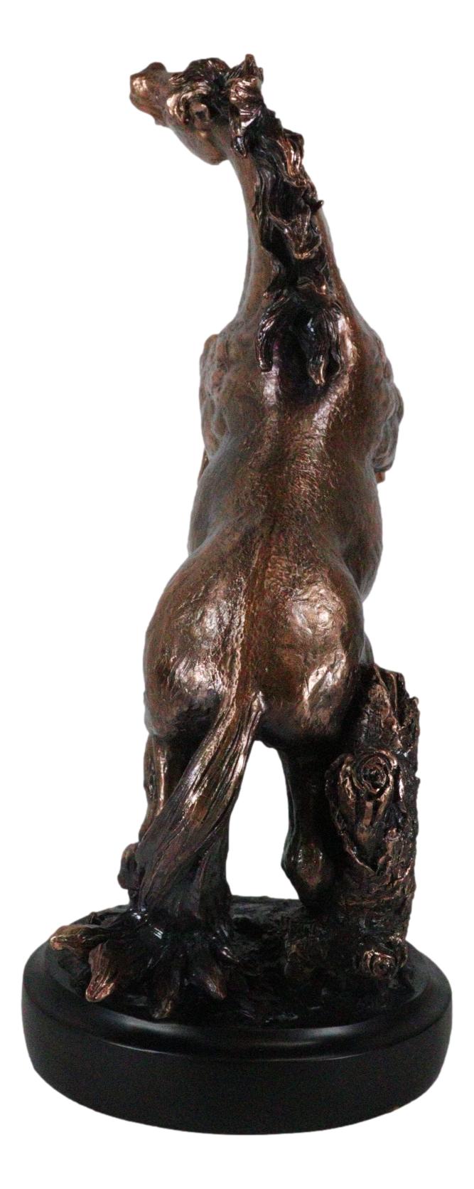 Large 21"H Western Black Beauty Prancing Horse Bronzed Resin Figurine With Base