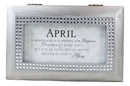 April Cubic Zirconia Elegance Love Birthstones Silver Tone Musical Trinket Box