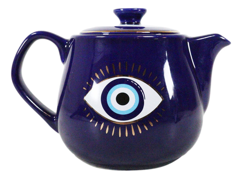 Blue Gothic Alchemy Porcelain Wicca Evil Eye Of Providence Protection Tea Pot