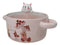 Ceramic Pink Rabbit In Mushroom Forest 30oz Noodle Dessert Bowl W/ Glass Lid