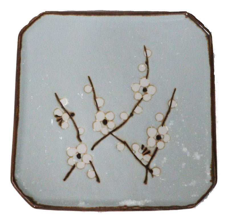 Set Of 6 Sakura Cherry Blossoms Japanese Porcelain Appetizer Salad Square Plates