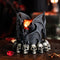 Gothic Cathedric Twin Bats On Graveyard of Skulls Candle Or Wine Bottle Holder