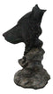 Western Rustic Wildlife Forest Black Bear Bust Figurine with Rocky Steppes Stand