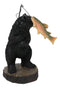 Whimsical Rustic Forest Black Bear Catching Largemouth Bass Fish Figurine