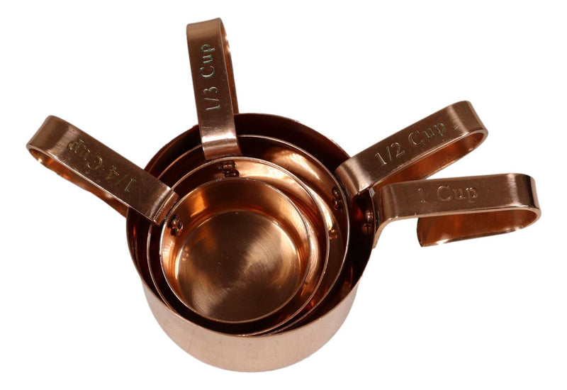 Pack Of 4 Boutique Chic Stainless Steel Copper Plated Stackable Measuring Cups