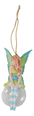 Green Clover Bubble Rider Fairy Hanging Ornament Amy Brown Holiday Collection