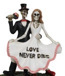 Love Never Dies Skeleton Couple With Flower Bouquet At Prom Night Figurine