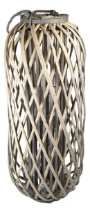 32"H Rustic Western Farmhouse Rattan Wood Willow Candle Lantern Candleholder