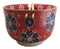 Red Chrysanthemum Floral Art Large 24Oz Donburi Ramen Bowl With Chopsticks Set