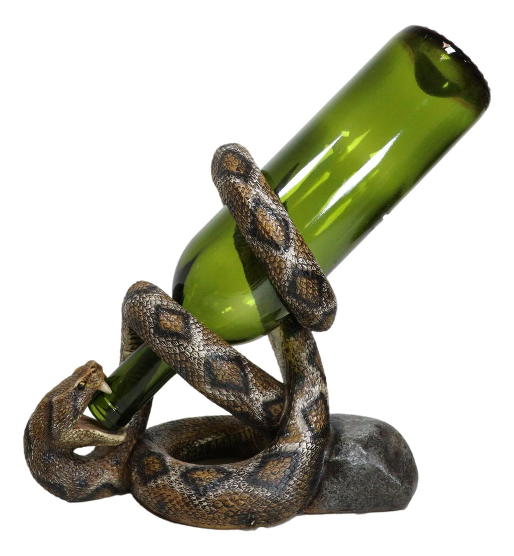 Rustic Western Coiled Diamondback Rattlesnake Snake Wine Bottle Holder ...