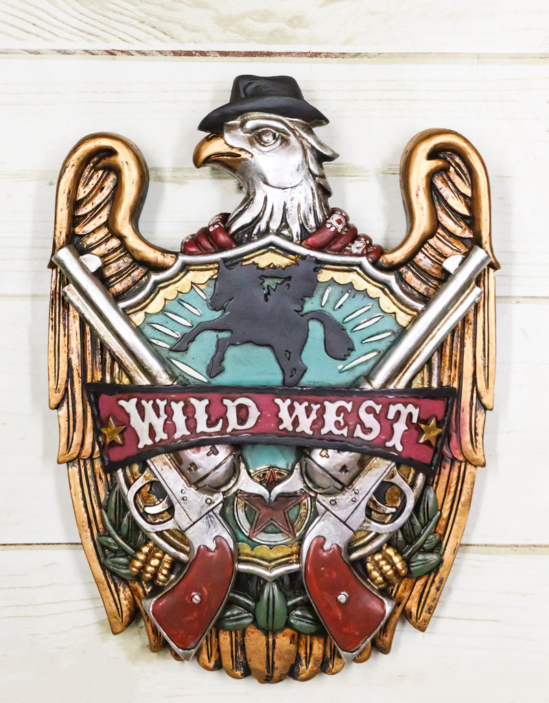 Rustic Western Wild West Eagle Cowboy with Dual Revolver Pistols Wall Decor