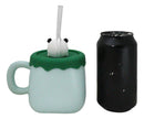 Cute Panda Bear By Bamboo Forest Green Ceramic Mug With Silicone Lid And Straw