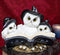 Arctic White Snow Owls With Witch Hats And Triple Moon Magic Spellbook Figurine