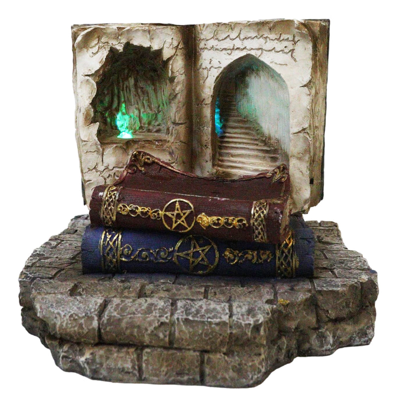 Magic Spell Pentagram Books With Secret Caverns LED Miniatures Display Stand