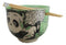 Green Lucky Panda With Flowers Ceramic Donburi Ramen Bowl With Chopsticks Set