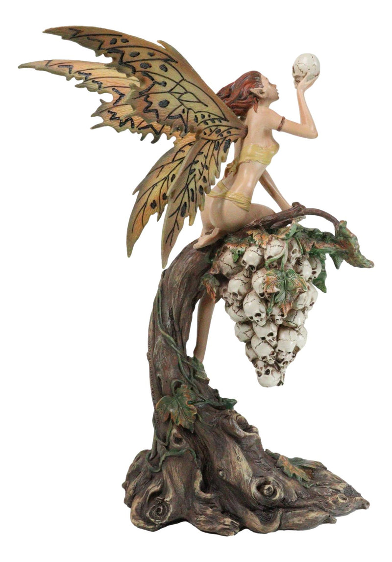 Fin de Siecle End of The Century Fairy Gazing On Vine Branch Of Skulls Figurine