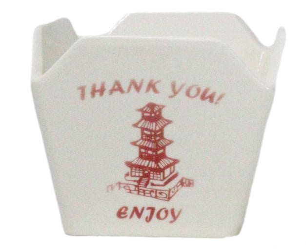 Oriental Buddha Pagoda Asian Takeout To Go Box Serving Bowl With Chopsticks Set