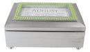 August Peridot Strength Integrity Birthstones Silver Tone Musical Trinket Box