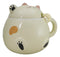 Whimsical Yellow Chubby Feline Kitty Cat Cup Mug With Lid And Stirring Spoon