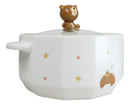 Ceramic Whimsical Honey Bees Bear 30oz Noodle Dessert Food Bowl W/ Glass Lid