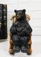 Rustic Forest Mama Black Bear With Sleeping Cub On Rocking Chair Figurine