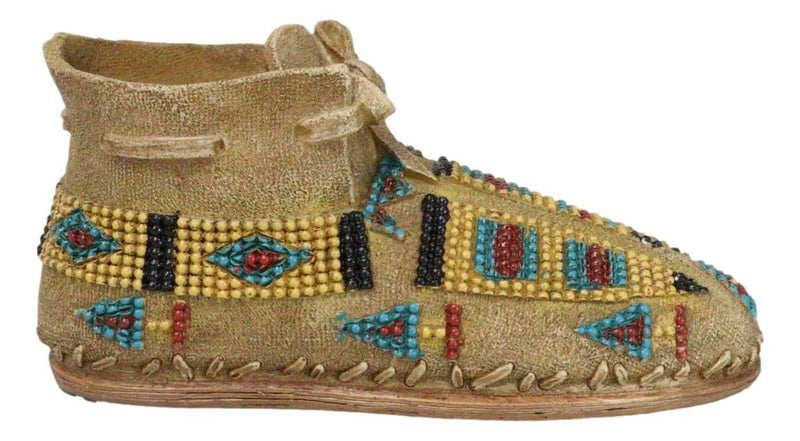 Rustic Tribal Native Indian Moccasin Shoe Shaped Coin Money Bank Jar Figurine