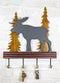 Rustic Western Elk Moose Deer Roaming Pine Forest 4-Peg Wooden Wall Hooks Plaque