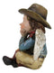 Country Rustic Western Cowboy Angel Wearing Hat And Red Boots Sitting Figurine