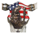 Western Patriotic USA Flag Helmet Rifle Soldier Memorial Cow Skull Wall Decor