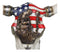 Western Patriotic USA Flag Helmet Rifle Soldier Memorial Cow Skull Wall Decor