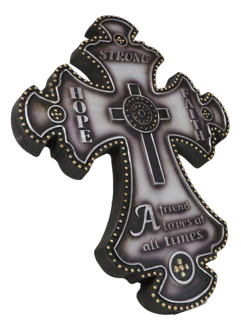 Inspirational Hope Faith A Friend Loves at All Times Fleur De Lis Wall Cross