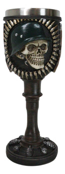 Military Army Platoon Soldier Skull With Helmet Bullets And Rifles Wine Goblet