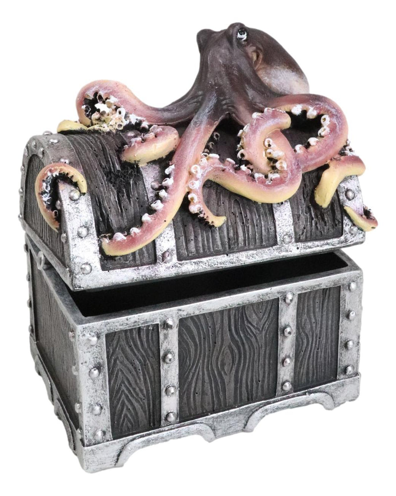 Nautical Marine Ocean Octopus Kraken Guarding Treasure Chest Decorative Box