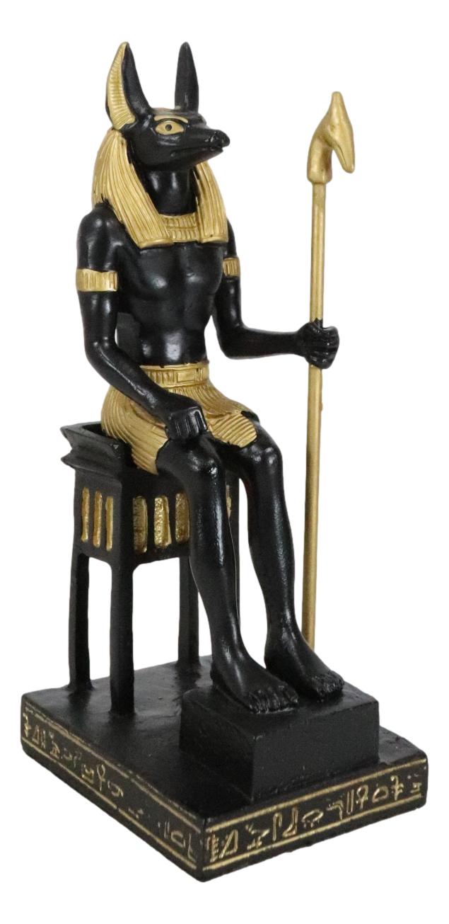 Ancient Egyptian God Anubis Sitting On Throne Statue Deity Lord of The Afterlife