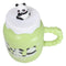 Acrobatic Green Panda Bears Green Mug With Anime Panda Figurine Handle Lid