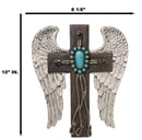 Southwest Angel Wings Braided Ropes Faux Leather Turquoise Stones Wall Cross