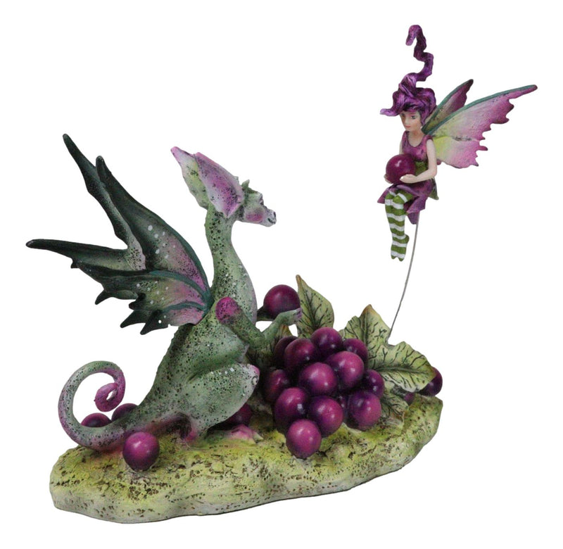 Whimsical Amy Brown Always Share Your Grapes Dragon Fairy with Pixie Figurine