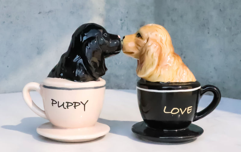 Ebros Cocker Spaniel Puppy Love Magnetic Ceramic Salt Pepper Shakers Set