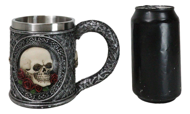 Love Never Dies Day Of The Dead Gothic Sugar Skull With Rose Flowers Coffee Mug