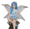 Blue Pansy Flower Fairy With Butterfly Wings Sitting On Mushroom Figurine 7"H