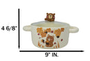 Autumn Brown Bear With Acorns Donburi Ramen Soup Bowl With Glass Lid And Handles