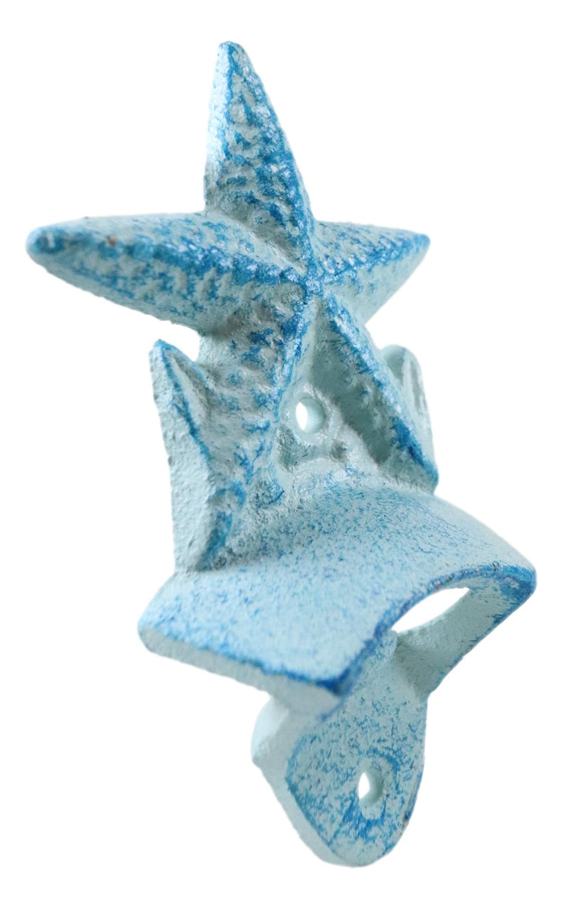 Cast Iron Rustic Beach Blue Nautical Marine Sea Star Starfish Wall Bottle Opener