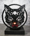 Wicca Phases of The Moon Celestial Black Cat Metal Votive T-Lite Candle Holder